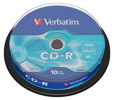 CD-R lemez, 700MB, 52x, 10 db, hengeren, VERBATIM "DataLife"