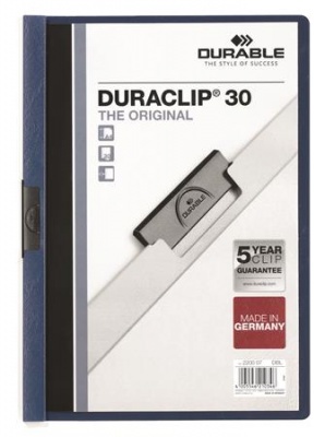 Gyorsfűző, klipes, A4, DURABLE "DURACLIP® 30", sötétkék